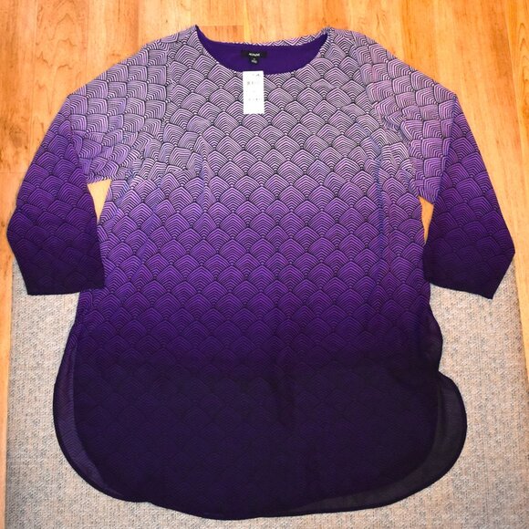 Alfani Tops - NWT Alfani Gilded Plue Ombre Patterned Blouse Sz 1X